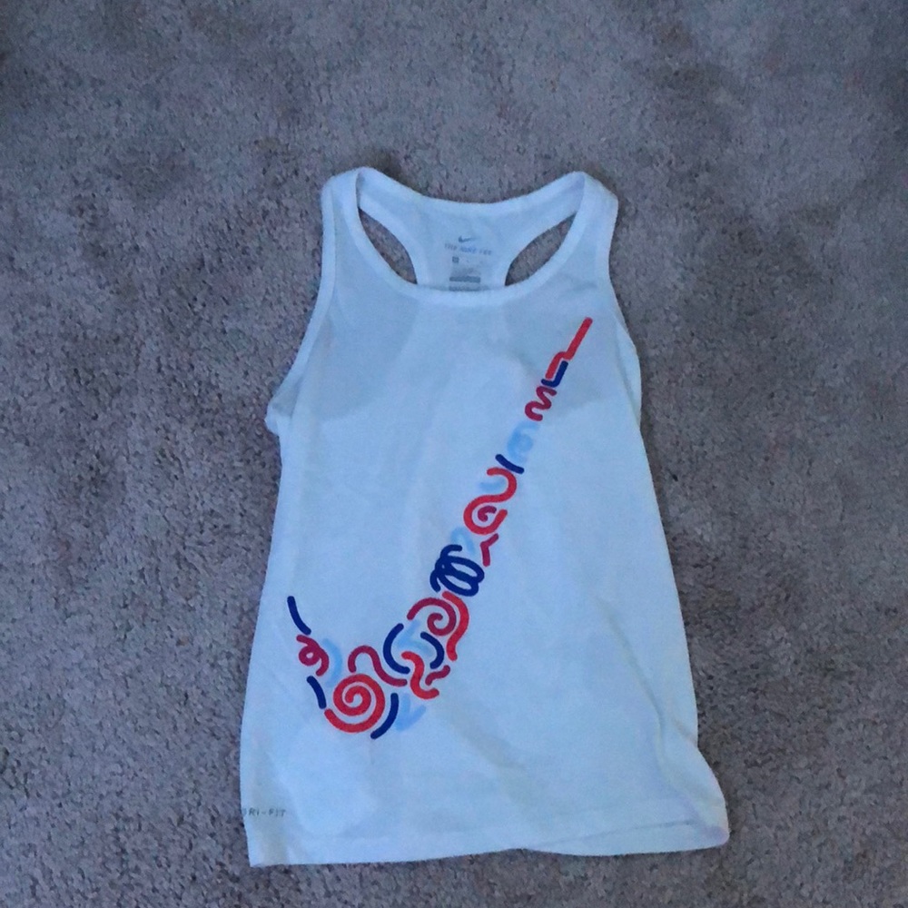 white colorful check nike top